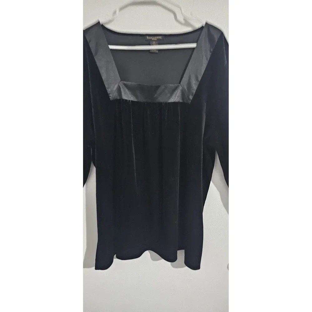 Susan Lawrence Velvet Top Satin Trim Square Neck 3X Whimsigoth Stretch‎ Timeless